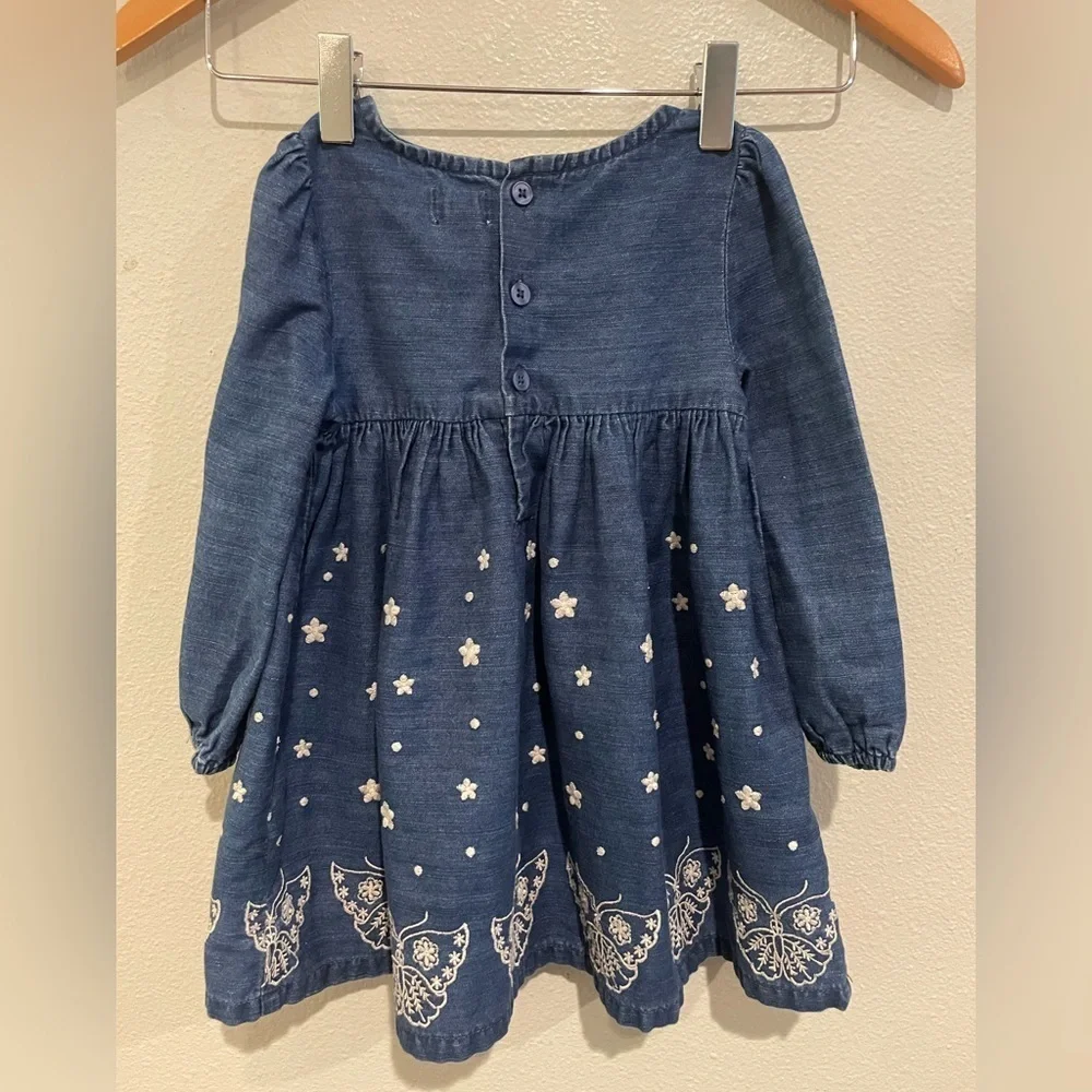 Lot of 2 Gymboree Navy Dress with Plaid Bow & Old Navy Chambray dress